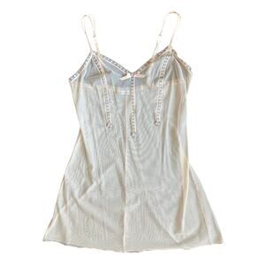 Intimissimi Cream Mesh Slip Dress with Rosette Details
